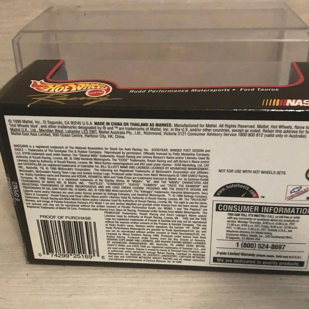 Vintage 1998 Hot Wheels NASCAR Racing Tide Die Cast Ricky Rudd #10 Car NIB NEW